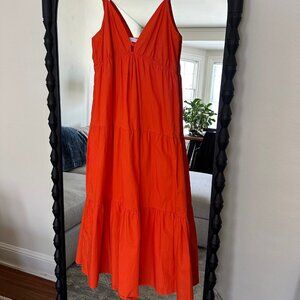 Olivaceous Cotton Burnt Orange Midi Dress